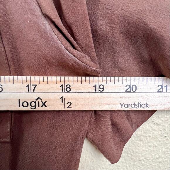 Rabbit Designs Womens Petite Long Brown Collared Button Up Dress Size 10P - Picture 9 of 12